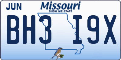 MO license plate BH3I9X