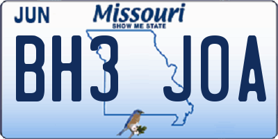 MO license plate BH3J0A