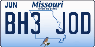 MO license plate BH3J0D