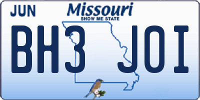 MO license plate BH3J0I