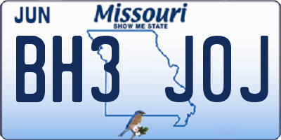 MO license plate BH3J0J