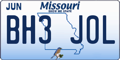 MO license plate BH3J0L