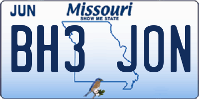 MO license plate BH3J0N