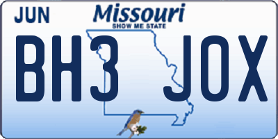 MO license plate BH3J0X