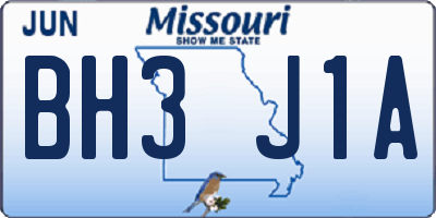 MO license plate BH3J1A