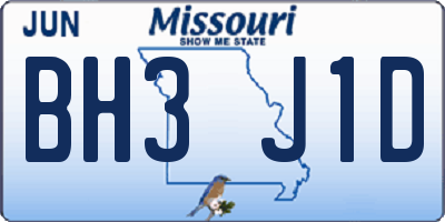 MO license plate BH3J1D