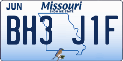 MO license plate BH3J1F