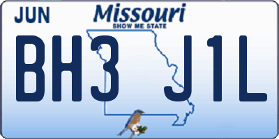 MO license plate BH3J1L