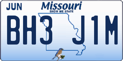 MO license plate BH3J1M