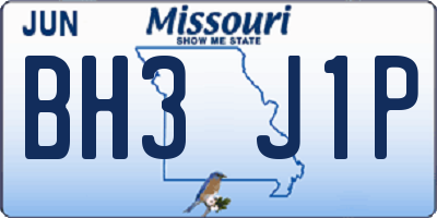 MO license plate BH3J1P