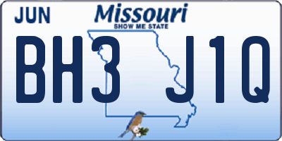 MO license plate BH3J1Q