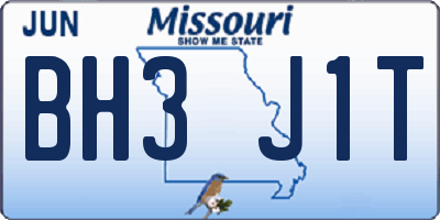 MO license plate BH3J1T