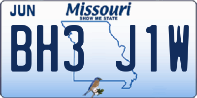 MO license plate BH3J1W