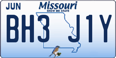 MO license plate BH3J1Y