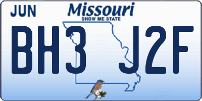 MO license plate BH3J2F