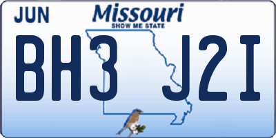 MO license plate BH3J2I