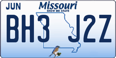 MO license plate BH3J2Z