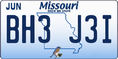 MO license plate BH3J3I
