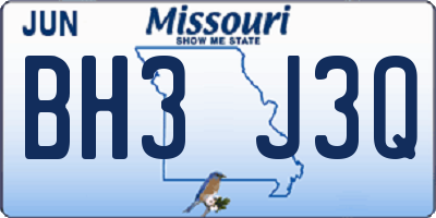 MO license plate BH3J3Q