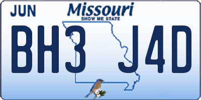 MO license plate BH3J4D