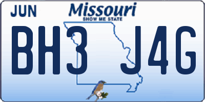 MO license plate BH3J4G
