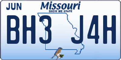 MO license plate BH3J4H