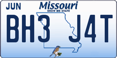 MO license plate BH3J4T