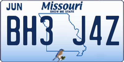 MO license plate BH3J4Z