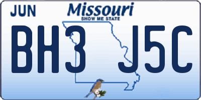 MO license plate BH3J5C