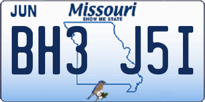 MO license plate BH3J5I