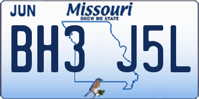 MO license plate BH3J5L