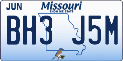 MO license plate BH3J5M