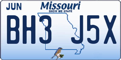 MO license plate BH3J5X
