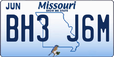 MO license plate BH3J6M