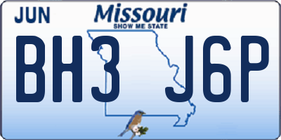 MO license plate BH3J6P