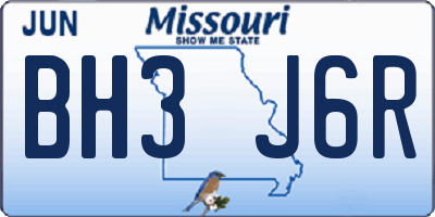 MO license plate BH3J6R