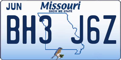 MO license plate BH3J6Z