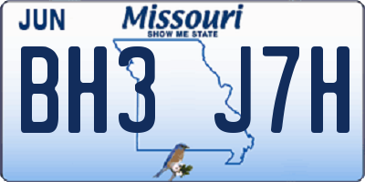 MO license plate BH3J7H