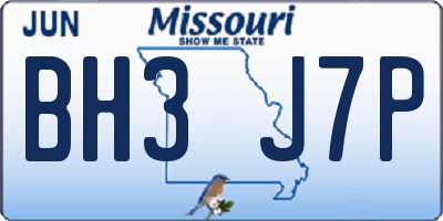 MO license plate BH3J7P