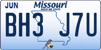 MO license plate BH3J7U
