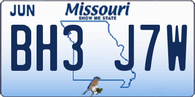 MO license plate BH3J7W