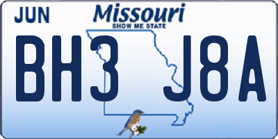 MO license plate BH3J8A