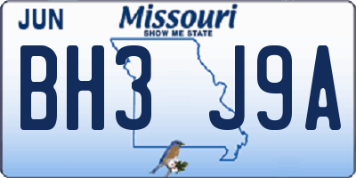 MO license plate BH3J9A