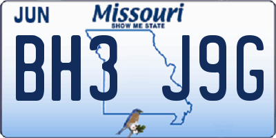MO license plate BH3J9G