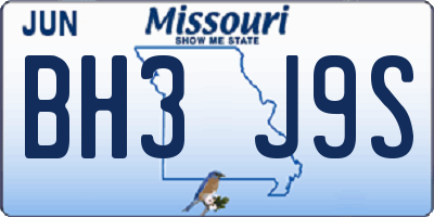 MO license plate BH3J9S