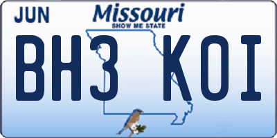 MO license plate BH3K0I