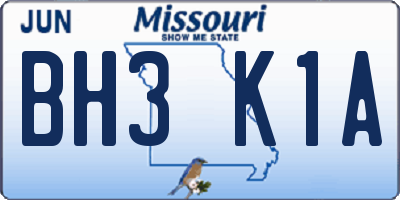 MO license plate BH3K1A