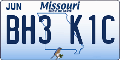 MO license plate BH3K1C