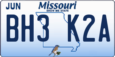 MO license plate BH3K2A