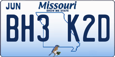 MO license plate BH3K2D